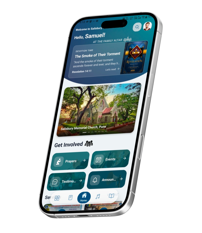 Salisbury Memorial Church Pune mobile app on a smartphone